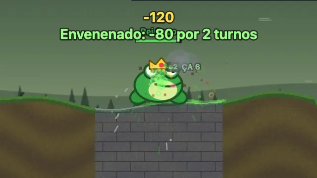 O Rei Sapo de coroa no alto da torre do pântano, envenenado